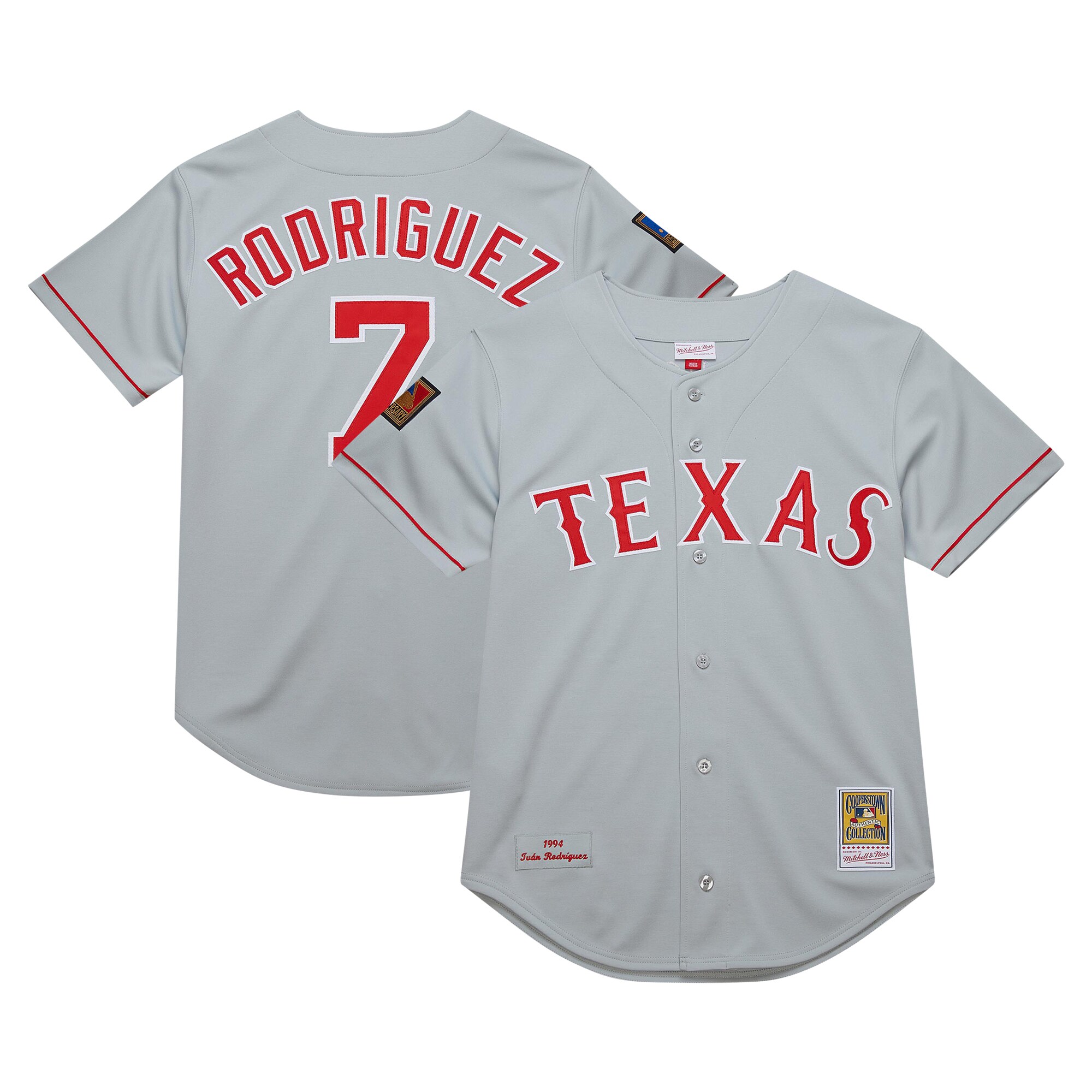 Texas Rangers Ivan Rodriguez Mitchell Ness Gray 1994 Cooperstown Collection Dark MLB Jersey Men's