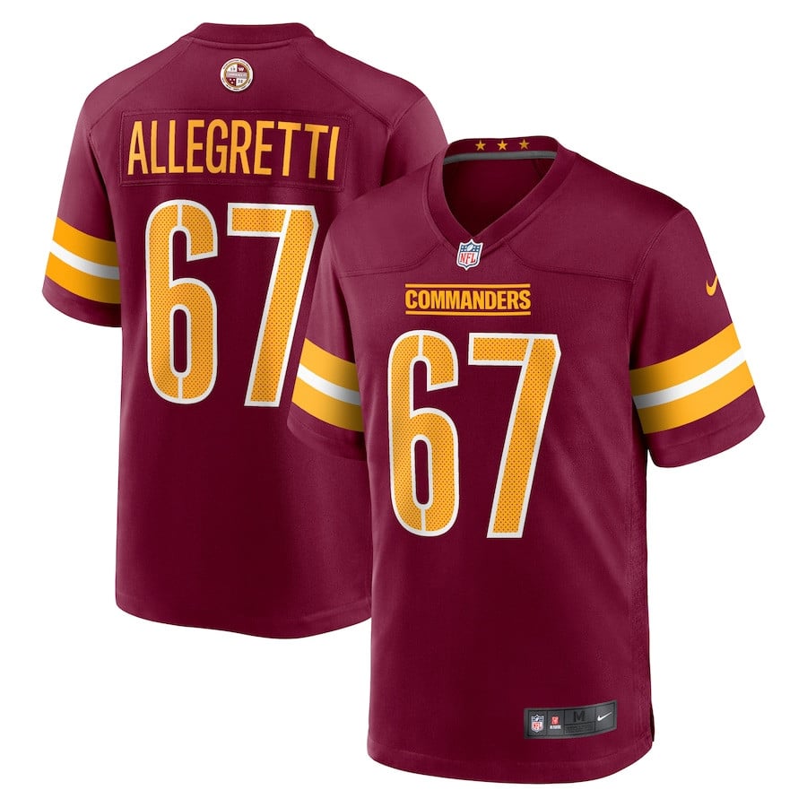 Nick Allegretti 67 Washington Commanders Game Burgundy NFL Jersey Men's