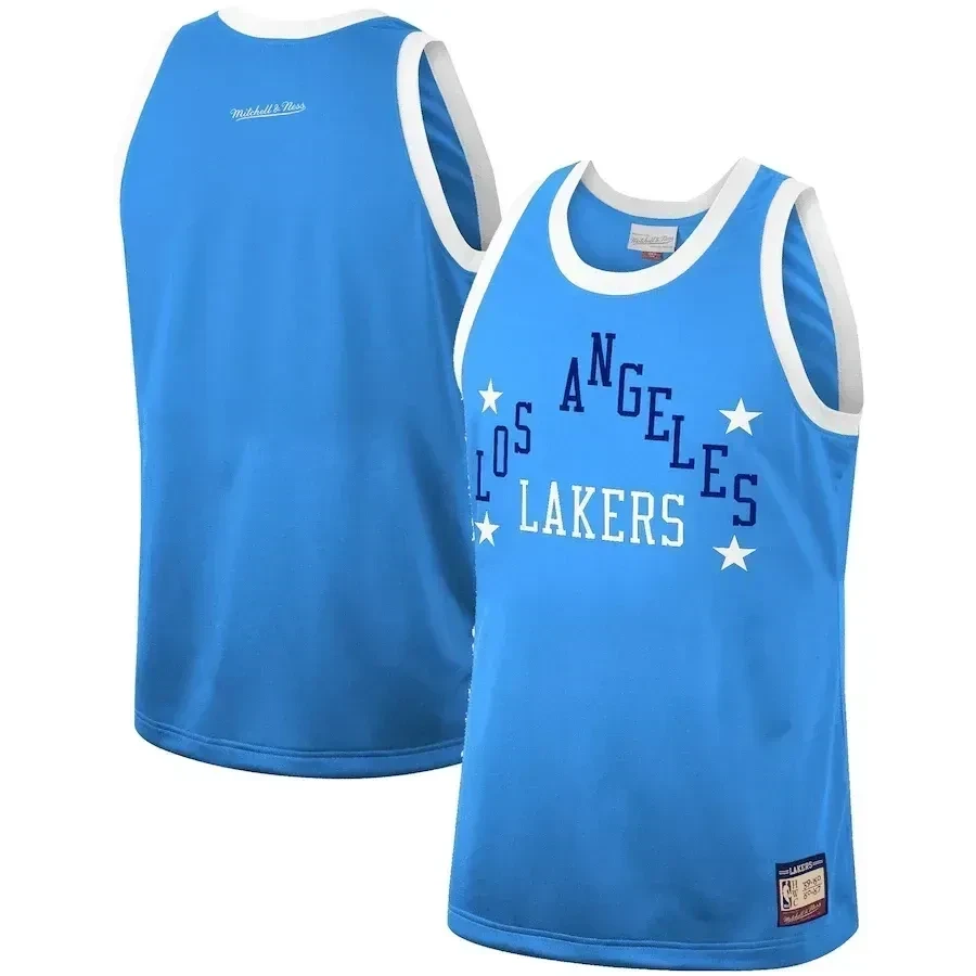 Los Angeles Lakers Mitchell Ness Hardwood Classics Team Heritage Fashion Blue NBA Jersey Men's