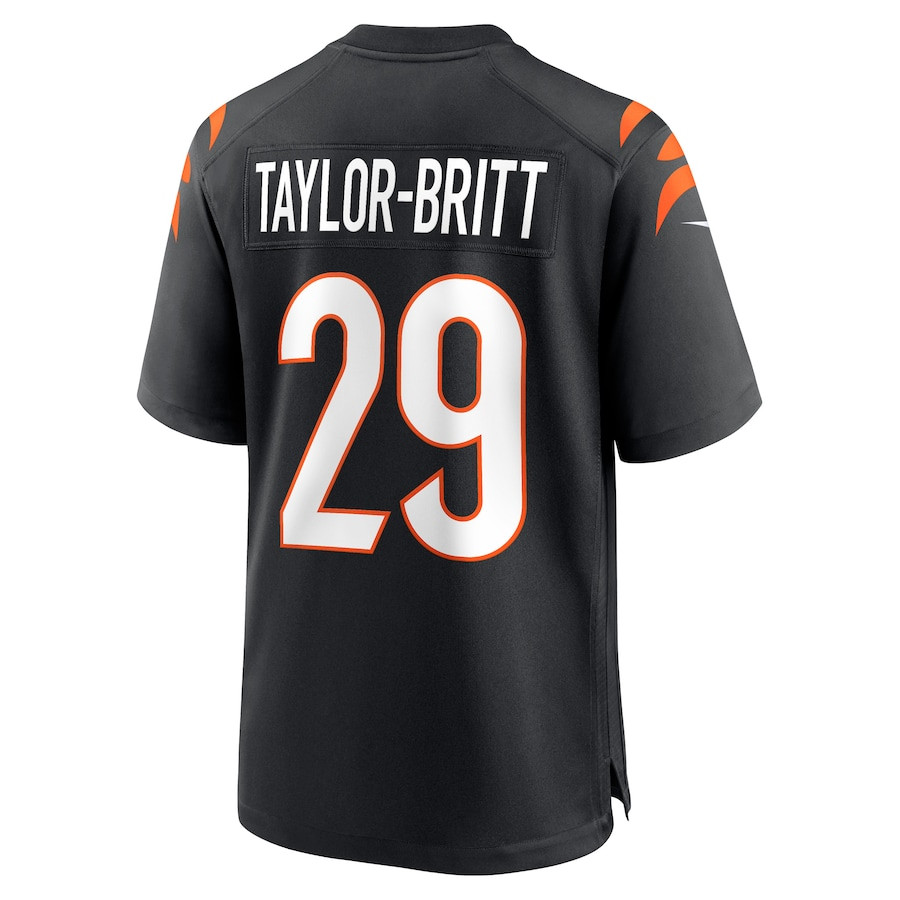 Cam Taylor-Britt 29 Cincinnati Bengals Game Black NFL Jersey Men's