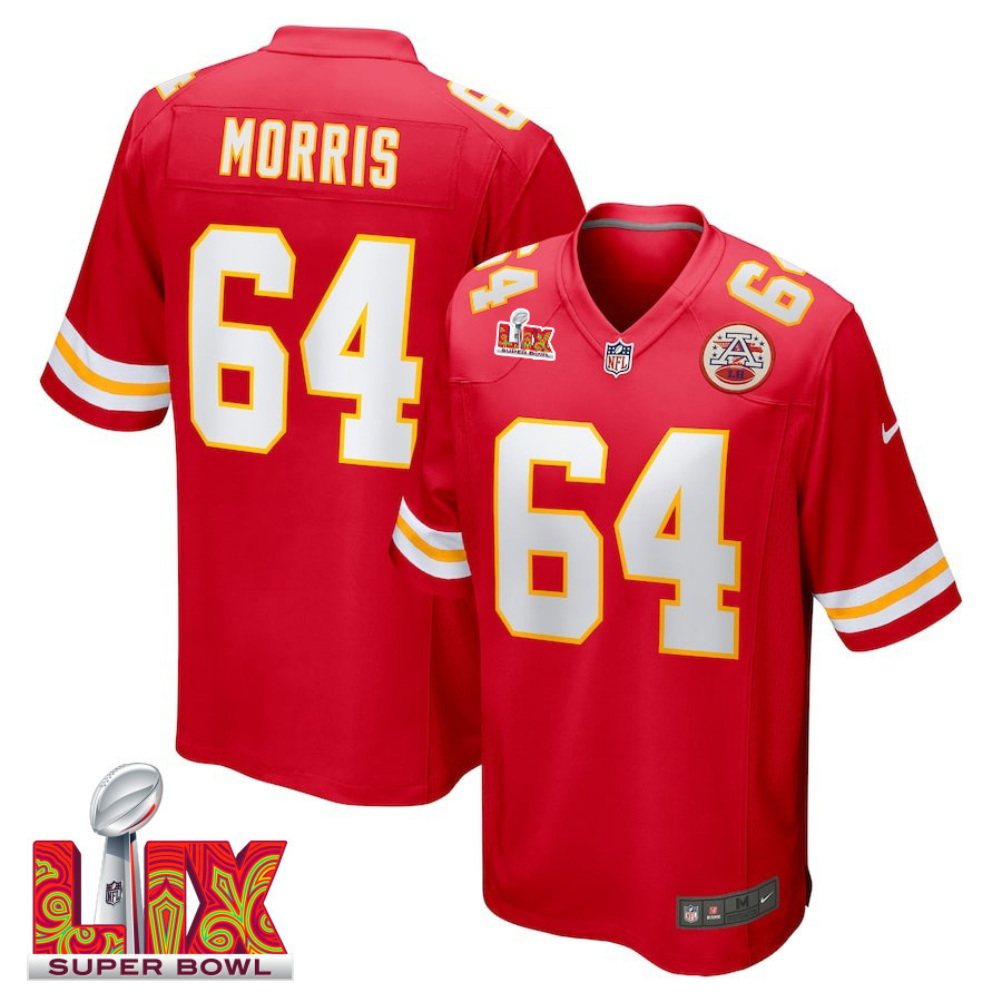 Wanya Morris #64 Kansas City Chiefs Super Bowl LIX Red NFL Jersey Men's