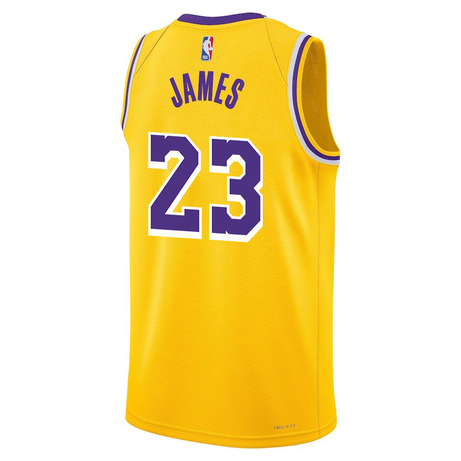 Lebron James 23 Los Angeles Lakers Icon Edition Swingman Gold NBA Jersey Men's