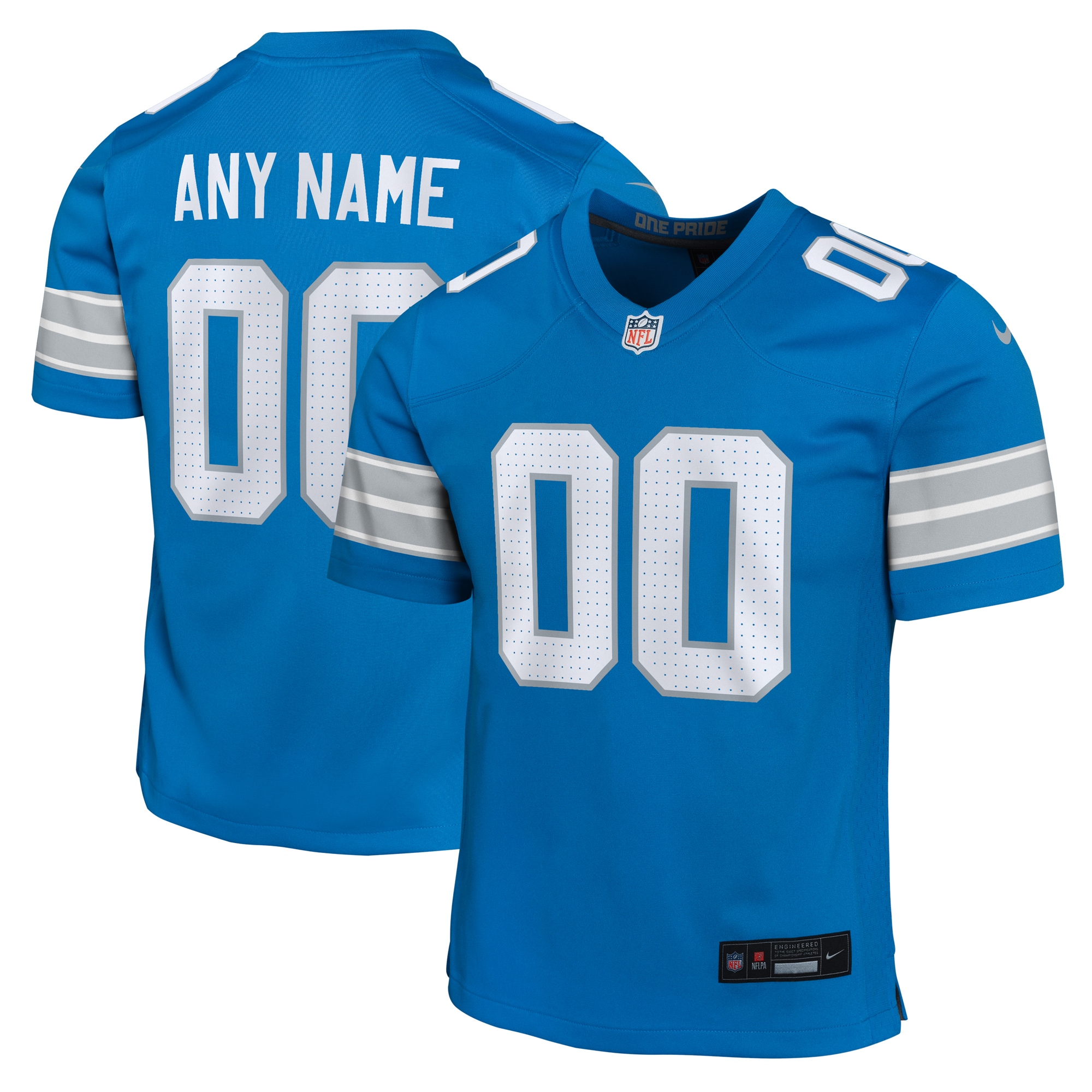 Detroit Lions Blue Custom Game NFL Jersey Youth