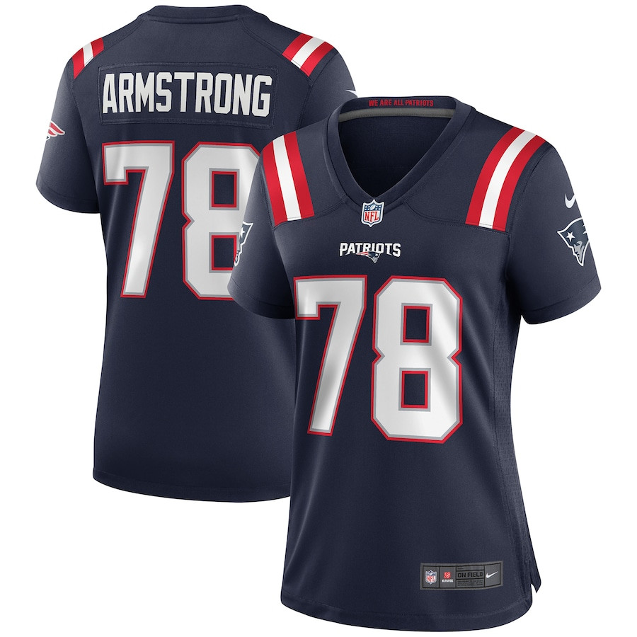 Bruce Armstrong 78 New England Patriots Game Retired Navy NFL Jersey Women's