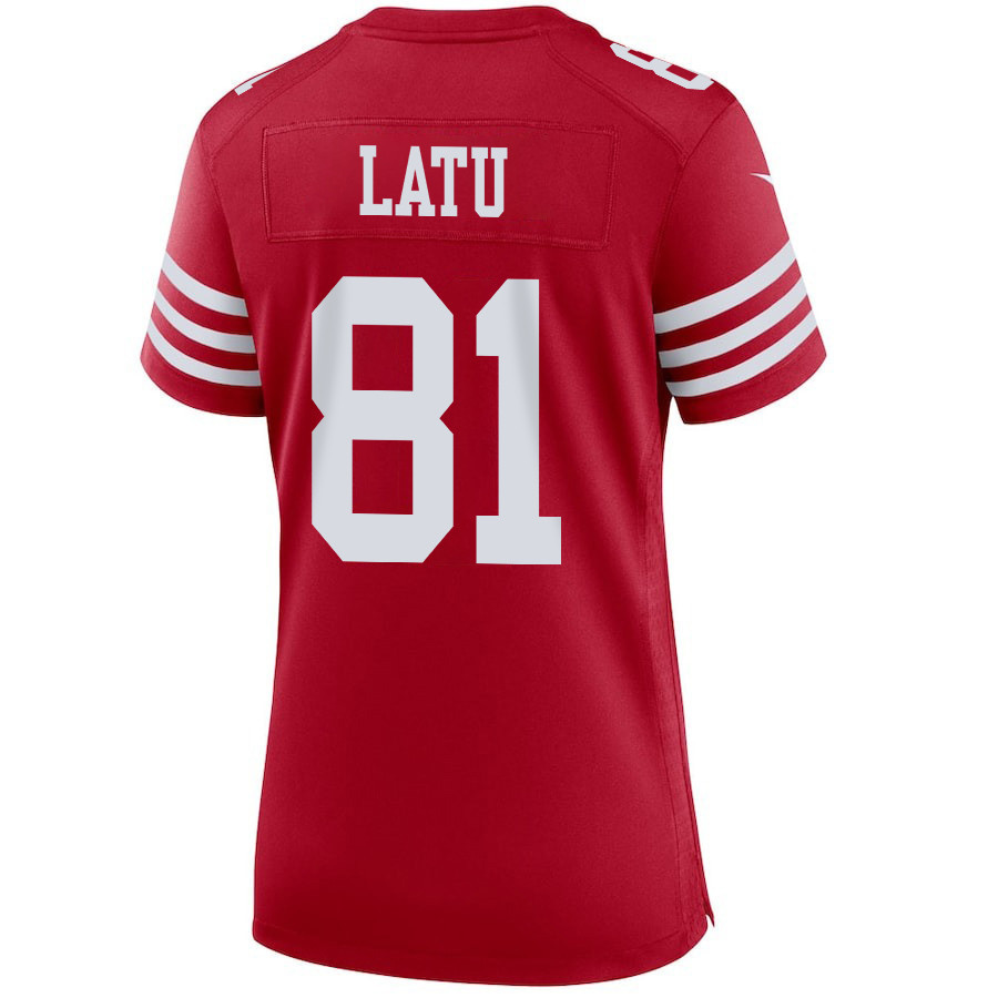 Cameron Latu 81 San Francisco 49ers Super Bowl LVIII Patch Game Scarlet NFL Jersey Women's