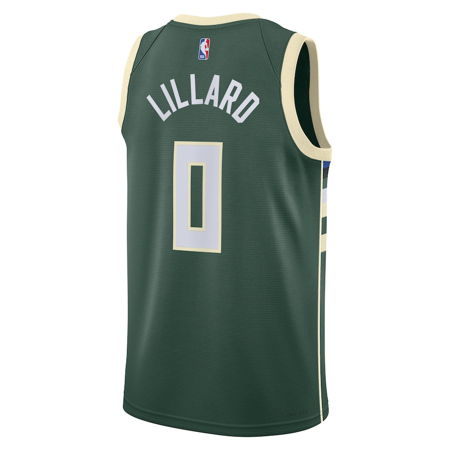 Damian Lillard 0 Milwaukee Bucks Unisex Swingman Icon Edition Hunter Green NBA Jersey Unisex