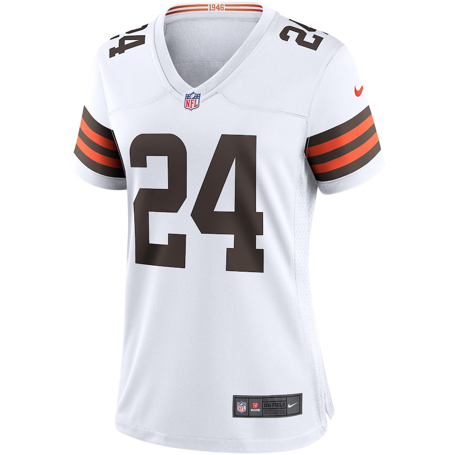 Nick Chubb 24 Cleveland Browns Game White NFL Jersey Women's