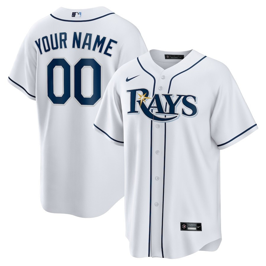 Tampa Bay Rays Home Custom White MLB Jersey Men's