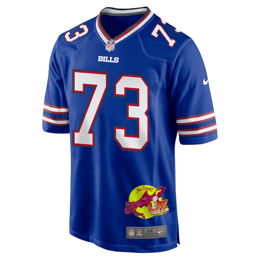 Dion Dawkins 73 Buffalo Bills Super Bowl LIX New Orleans Patch Game Royal NFL Jersey Men's