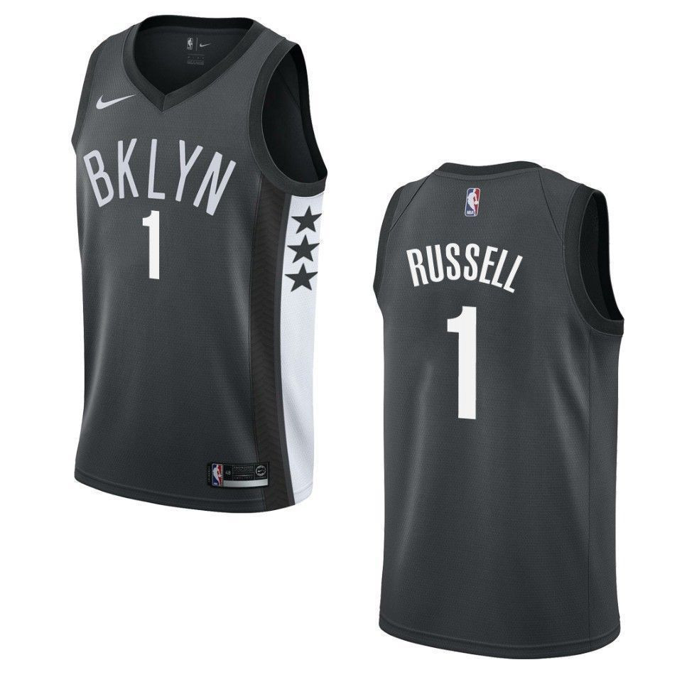 Brooklyn Nets 1 D'angelo Russell Statement Swingman Black NBA Jersey Men's