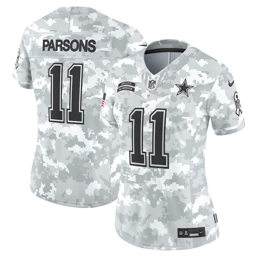 Micah Parsons 11 Dallas Cowboys 2024 Salute to Service Limited Arctic Camo NFL Jersey Women's