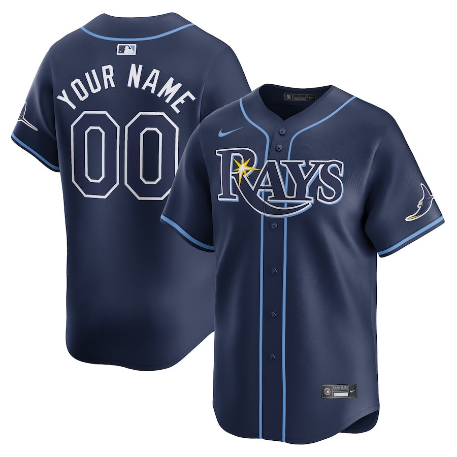 Tampa Bay Rays Away Limited Custom Navy MLB Jersey Men's
