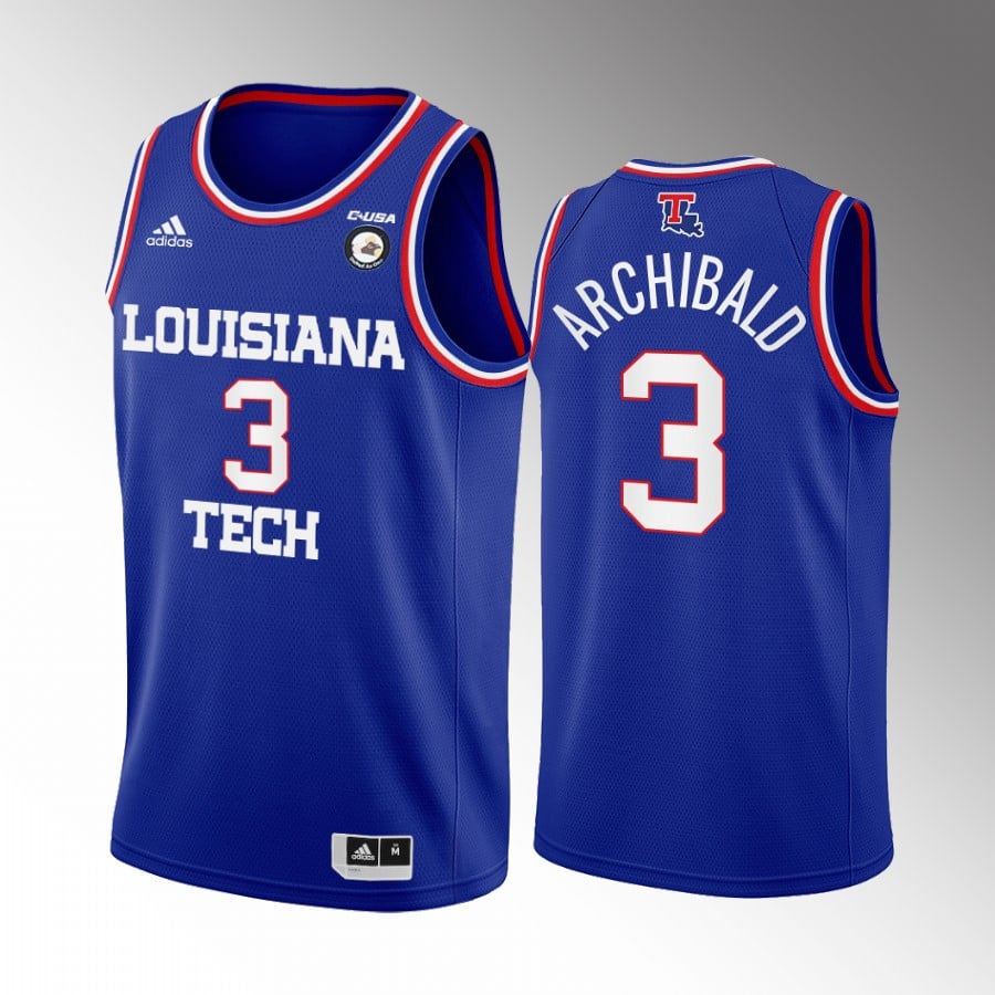 Amorie Archibald 3 Louisiana Tech Bulldogs Blue College Away NCAA Jersey Men's