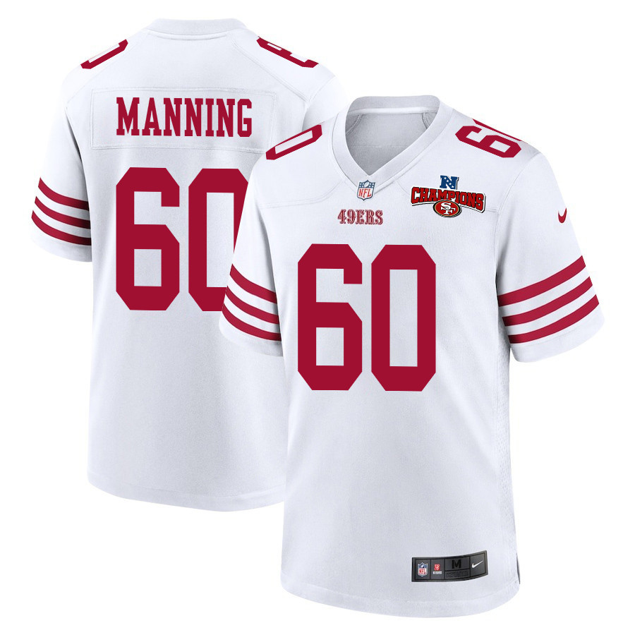 Ilm Manning 60 San Francisco 49ers NFC Champions Patch Game White NFL Jersey Men's