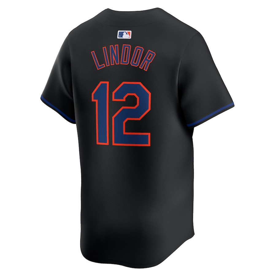 Francisco Lindor 12 New York Mets Alternate Limited Black MLB Jersey Men's