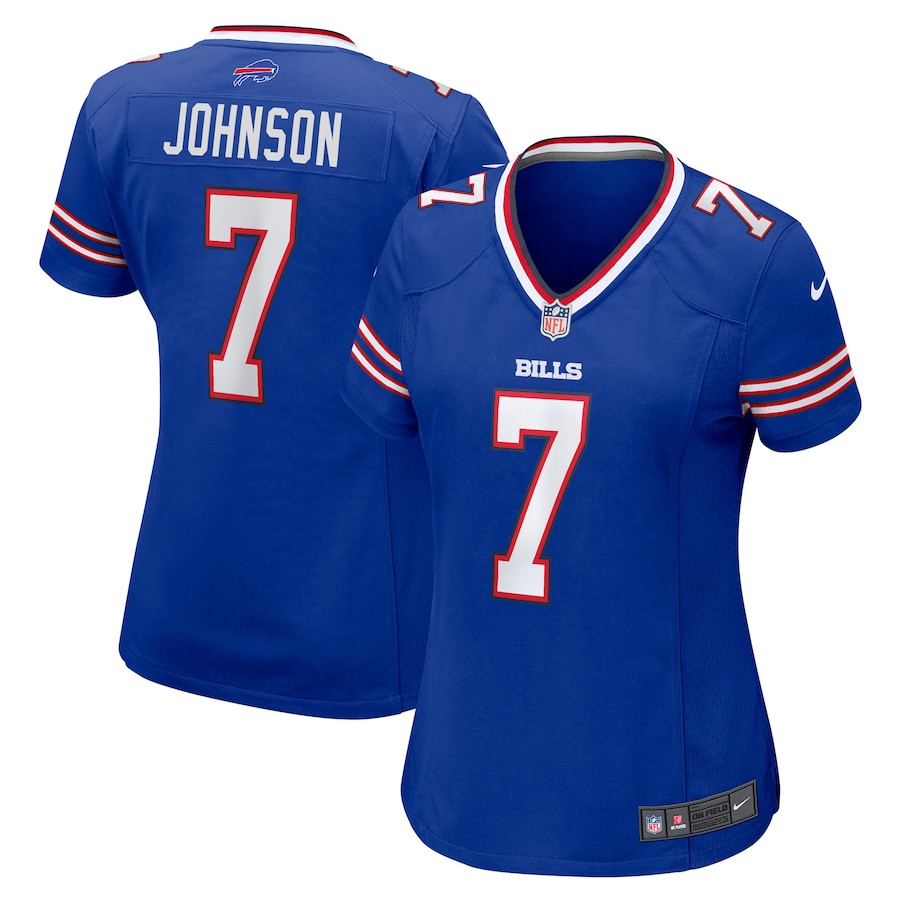 Taron Johnson 7 Buffalo Bills Game Royal NFL Jersey Women's