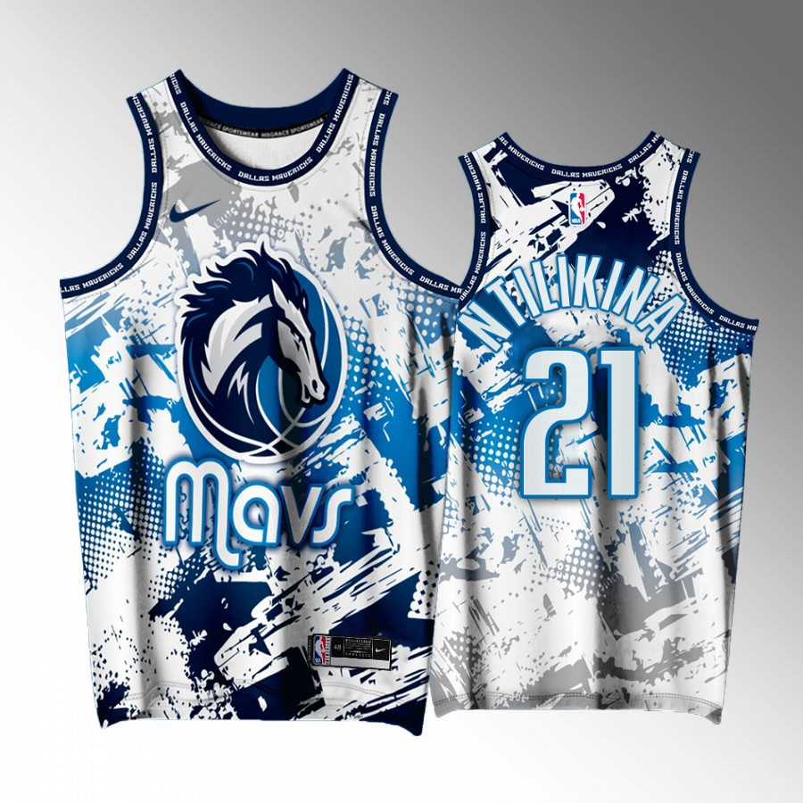 Frank Ntilikina 21 Dallas Mavericks White Printing Splash City Exclusive Edition NBA Jersey Men's