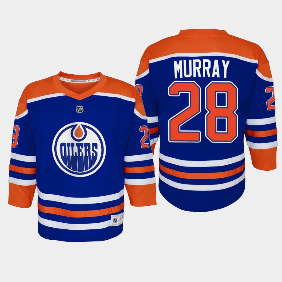 Edmonton Oilers Ryan Murray 28 Home Player 2022-23 Royal NHL Jersey Youth