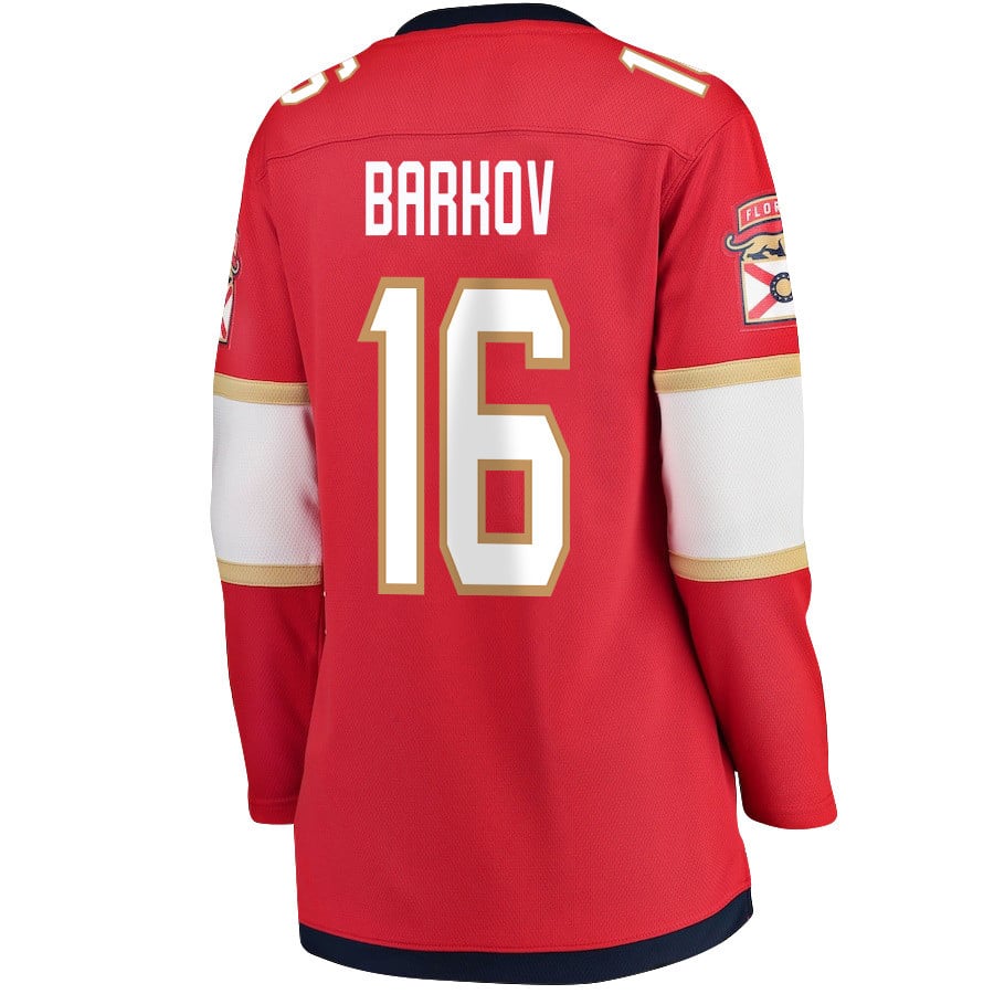 Aleksander Barkov 16 Florida Panthers 2024 STANLEY CUP Final Home Breakaway Red NHL Jersey Women's