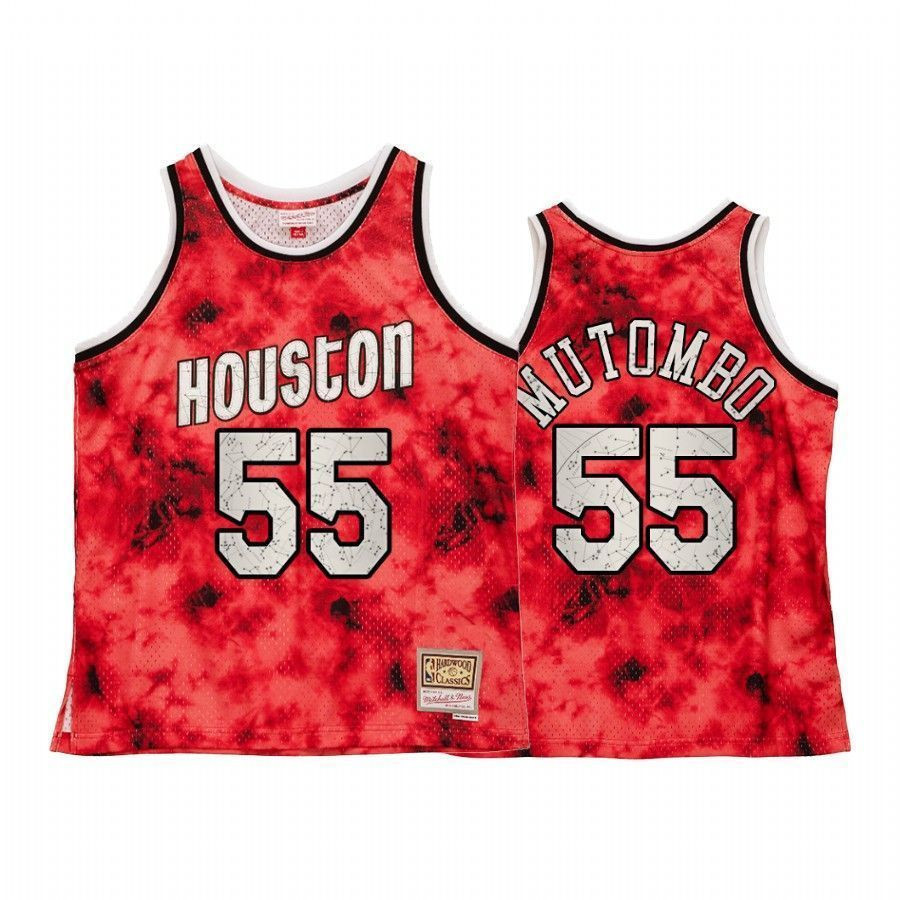 Houston Rockets Dikembe Mutombo Galaxy Constellation Red Throwback NBA Jersey Men's