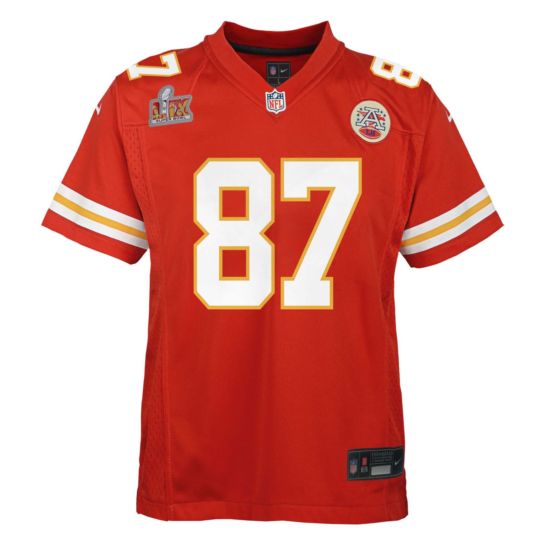 Kansas City Chiefs Travis Kelce Red Super Bowl LIX Game Player NFL Jersey Youth