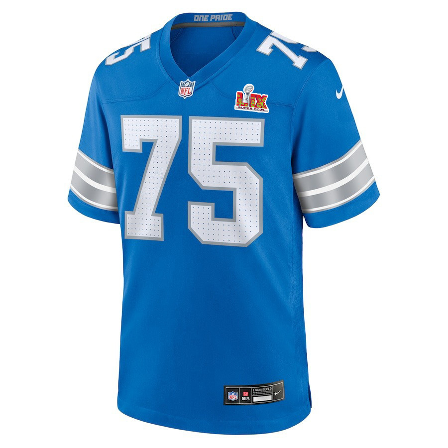 Colby Sorsdal #75 Detroit Lions Super Bowl LIX Blue NFL Jersey Youth