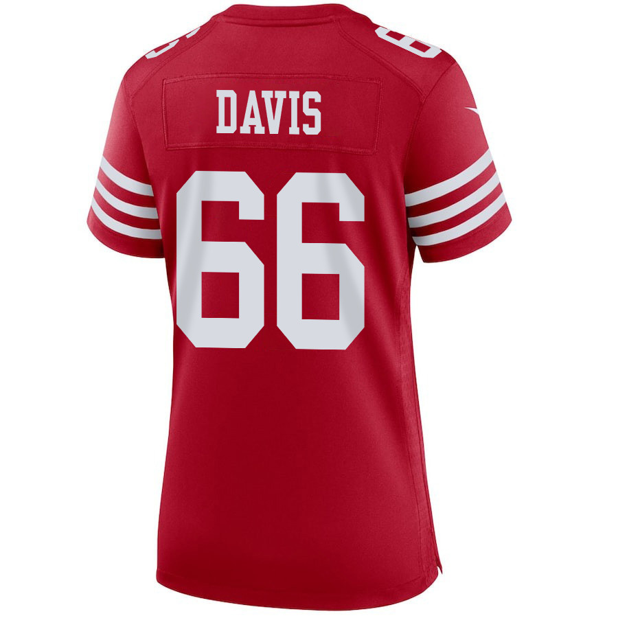 Jesse Davis 66 San Francisco 49ers Super Bowl LVIII Patch Game Scarlet NFL Jersey Women's