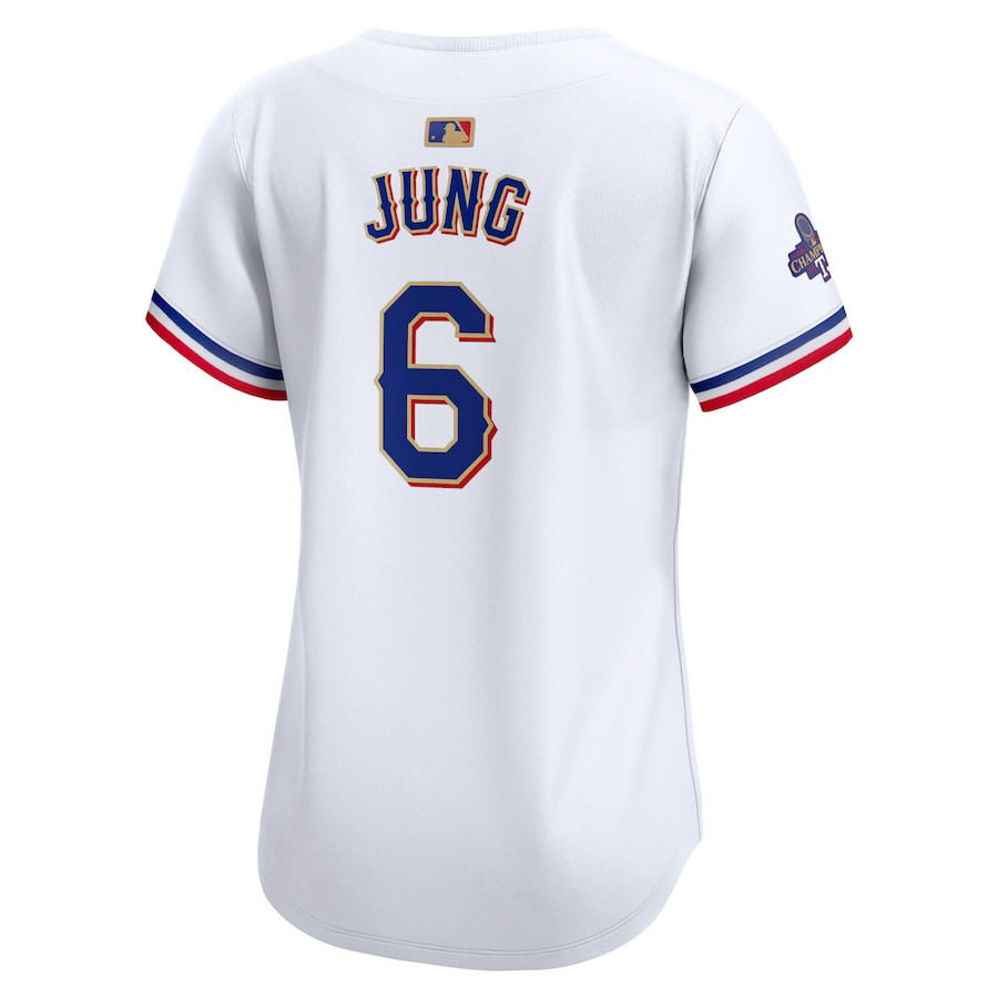 Josh Jung 6 Texas Rangers 2024 Gold Collection Limited White MLB Jersey Women's