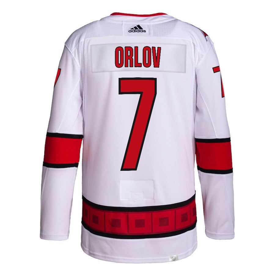 Dmitry Orlov 7 Carolina Hurricanes 2024 Playoffs Patch Away White NHL Jersey Men's