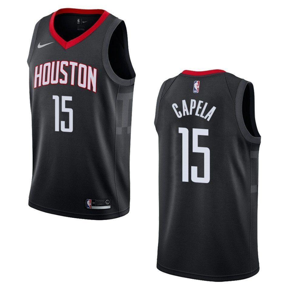 Houston Rockets 15 Clint Capela Statement Swingman Black NBA Jersey Men's