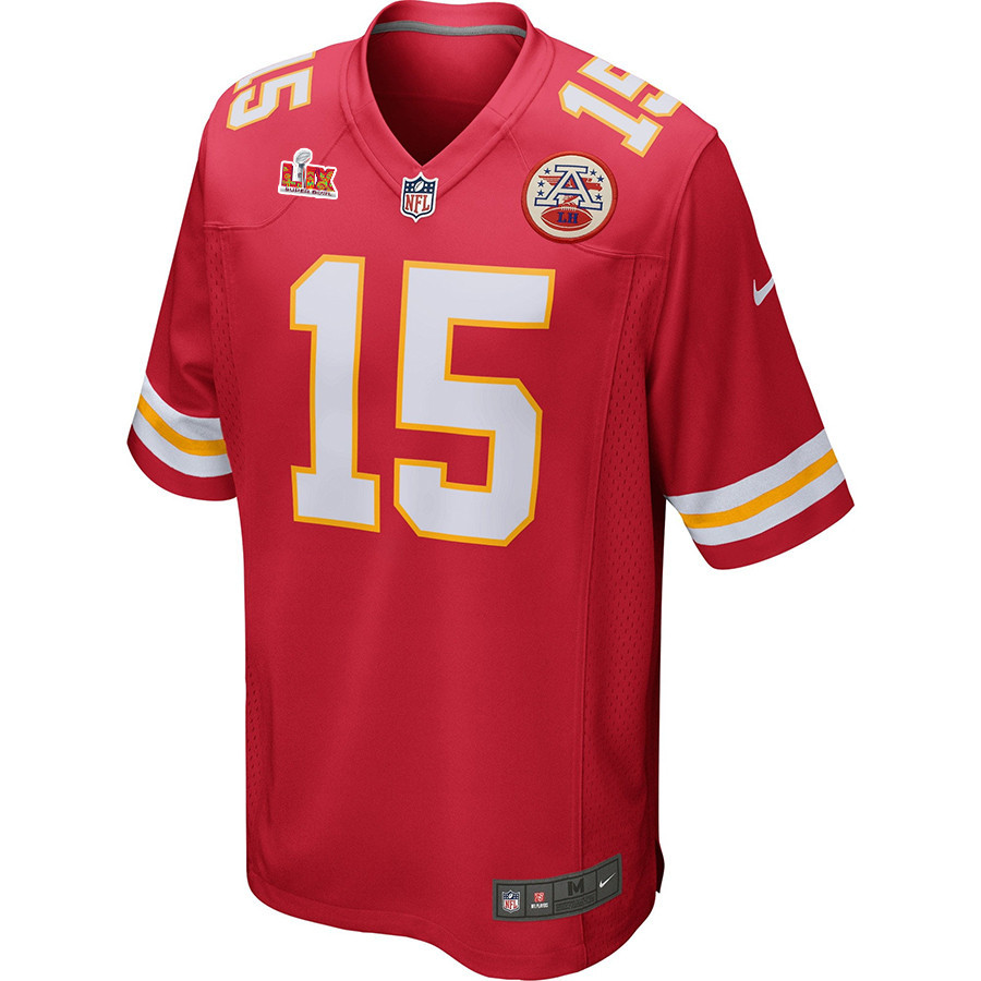 Patrick Mahomes #15 Kansas City Chiefs Super Bowl LIX Red NFL Jersey Men's