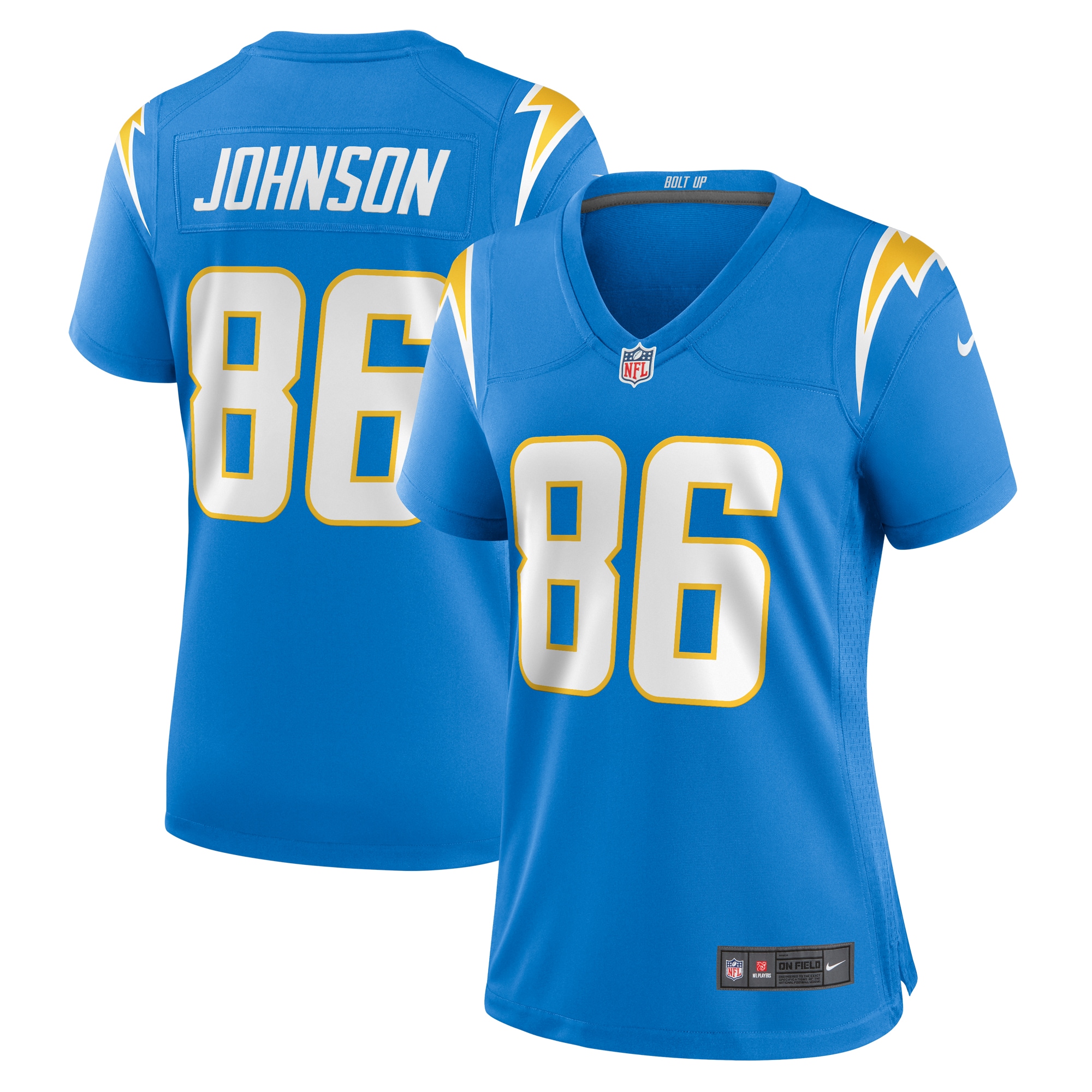 Los Angeles Chargers Cornelius Johnson Powder Blue Game NFL Jersey Women's
