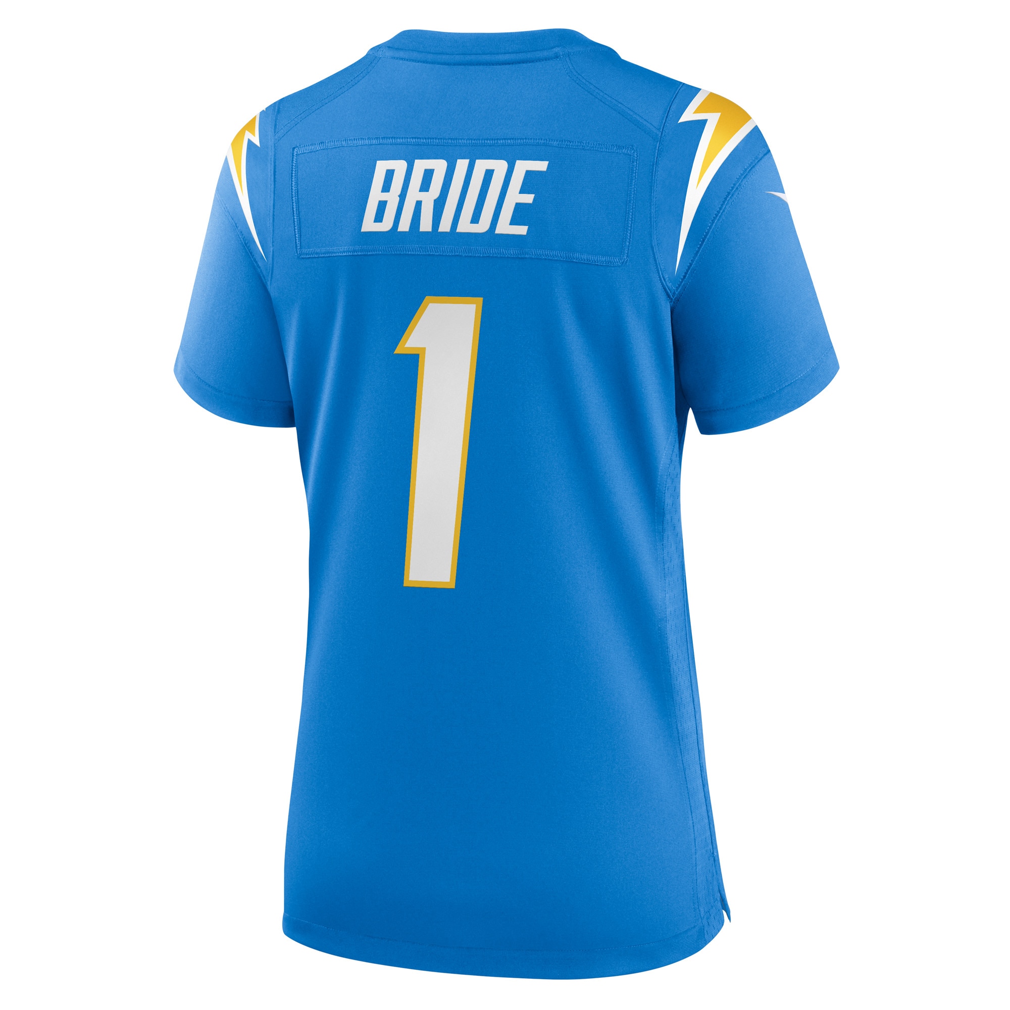 Los Angeles Chargers Number 1 Bride Powder Blue Game NFL Jersey Women's