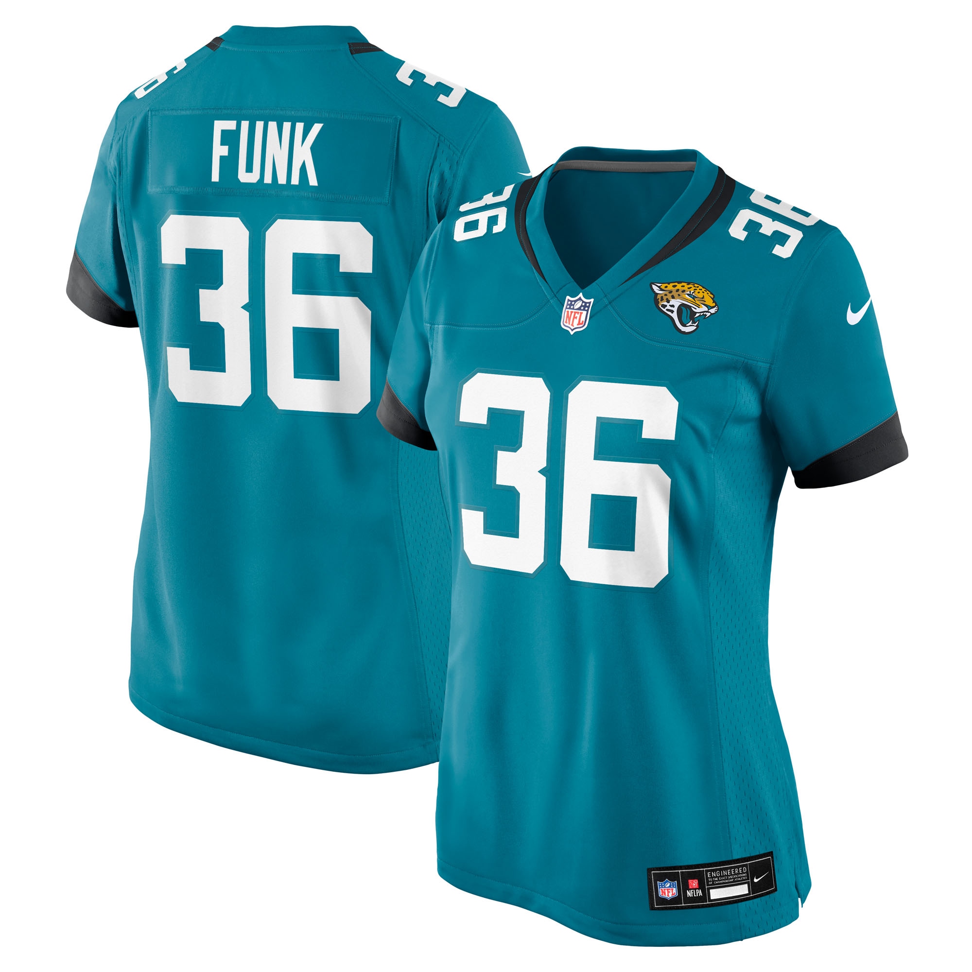 Jacksonville Jaguars Jake Funk Teal Team Game NFL Jersey Women's