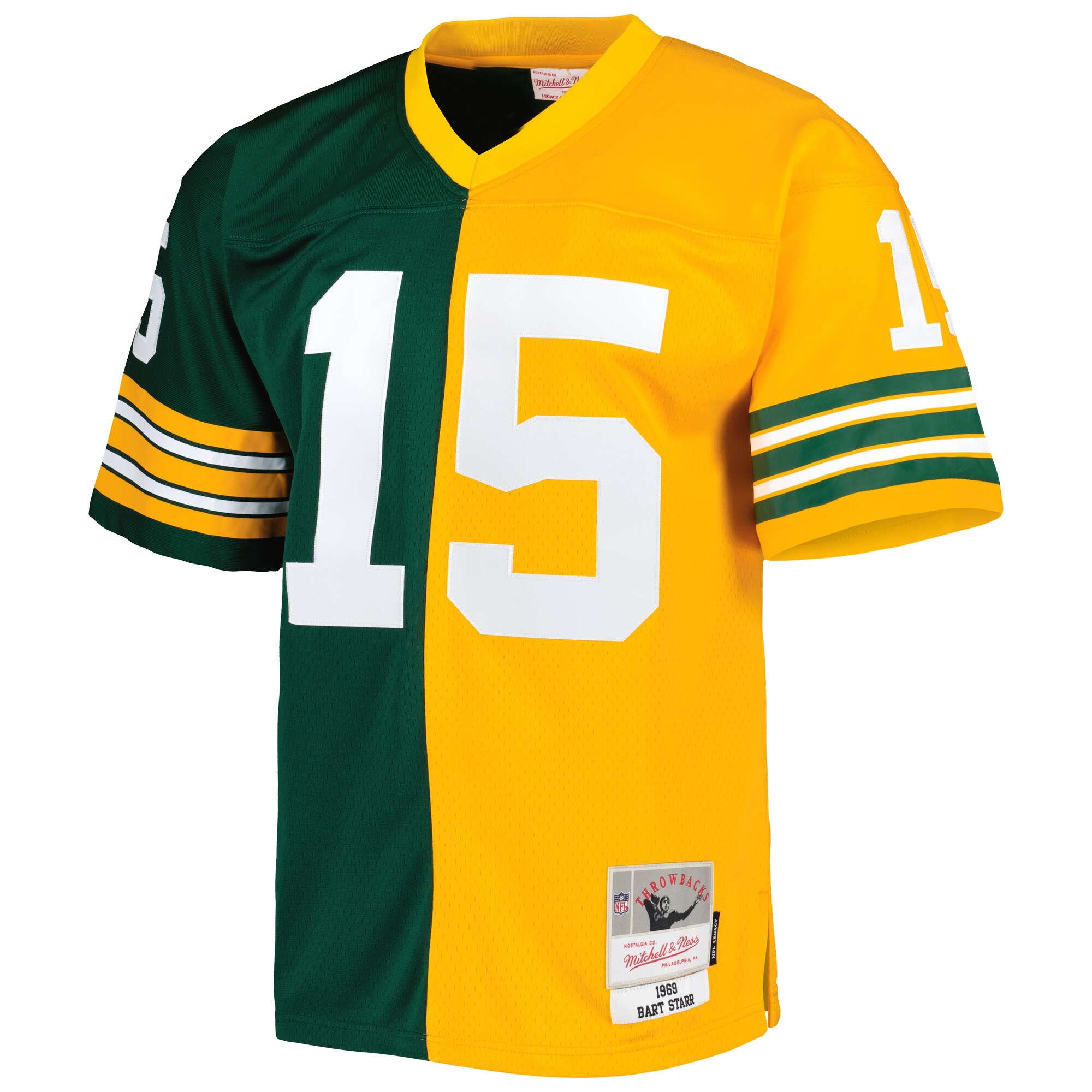 Green Bay Packers Bart Starr Mitchell Ness Green/Gold 1969 Split Legacy NFL Jersey Men's
