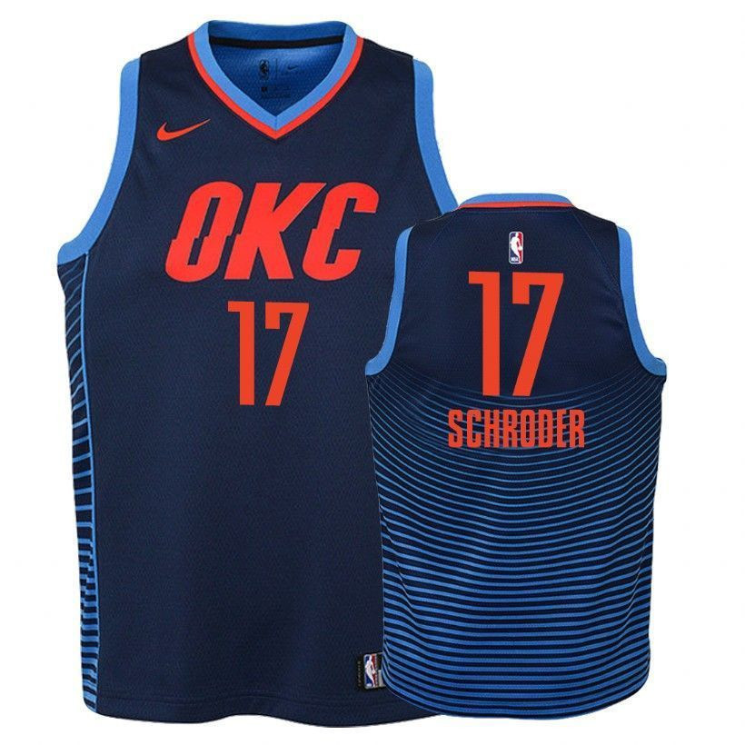 Thunder Dennis Schroder 17 Statet Navy NBA Jersey Youth