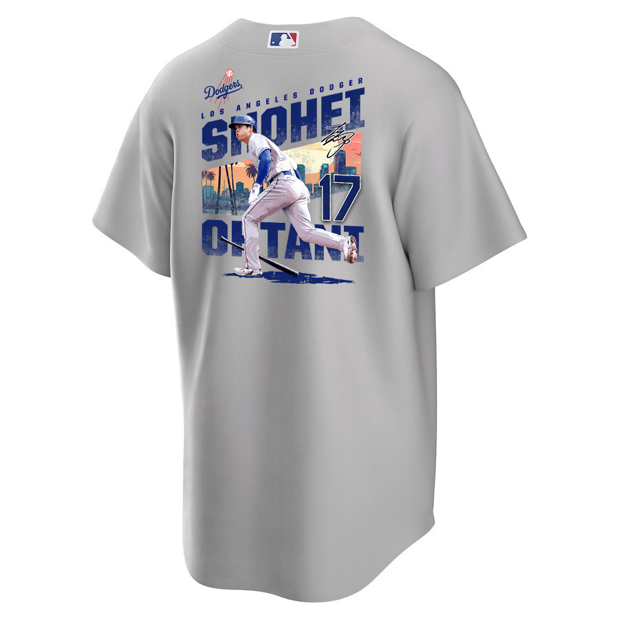 Shohei Ohtani 17 Los Angeles Dodgers Signed Homerun 2023 Road Gray MLB Jersey Men's