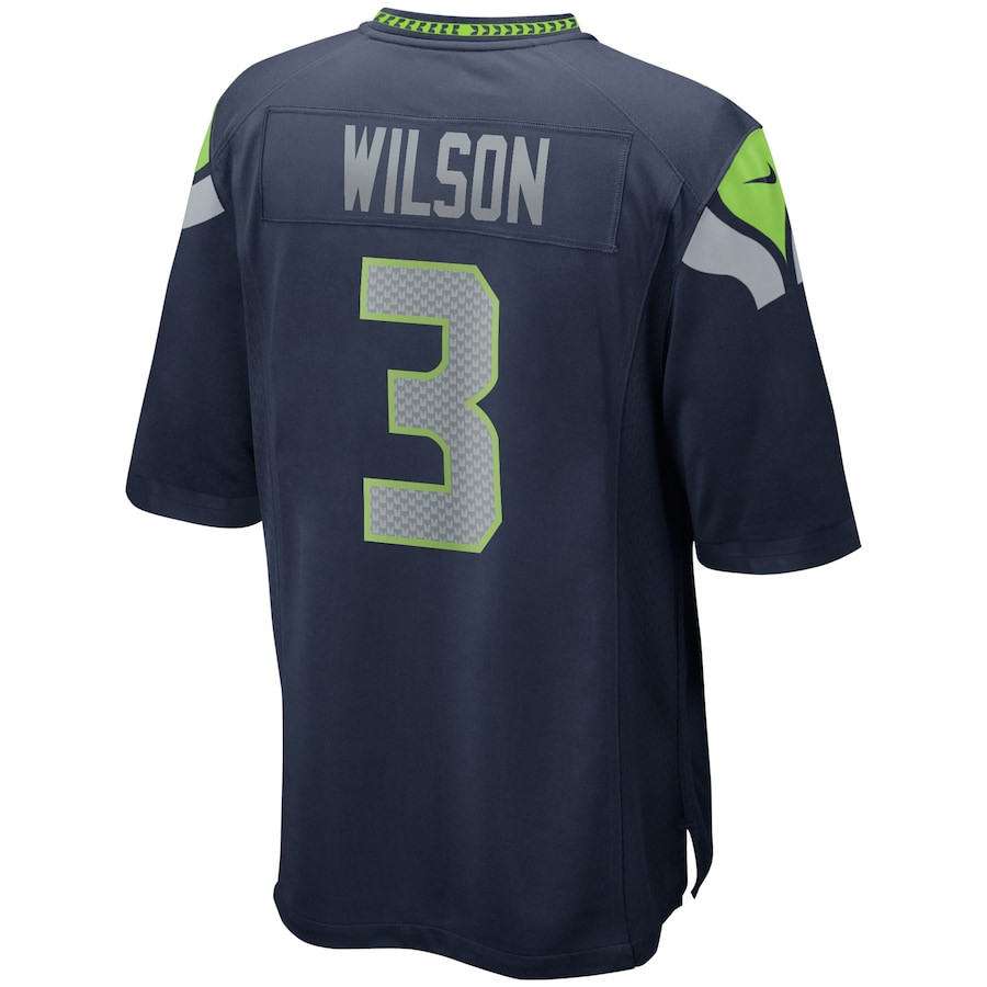 Russell Wilson 3 Seattle Seahawks Game College Navy NFL Jersey Men's