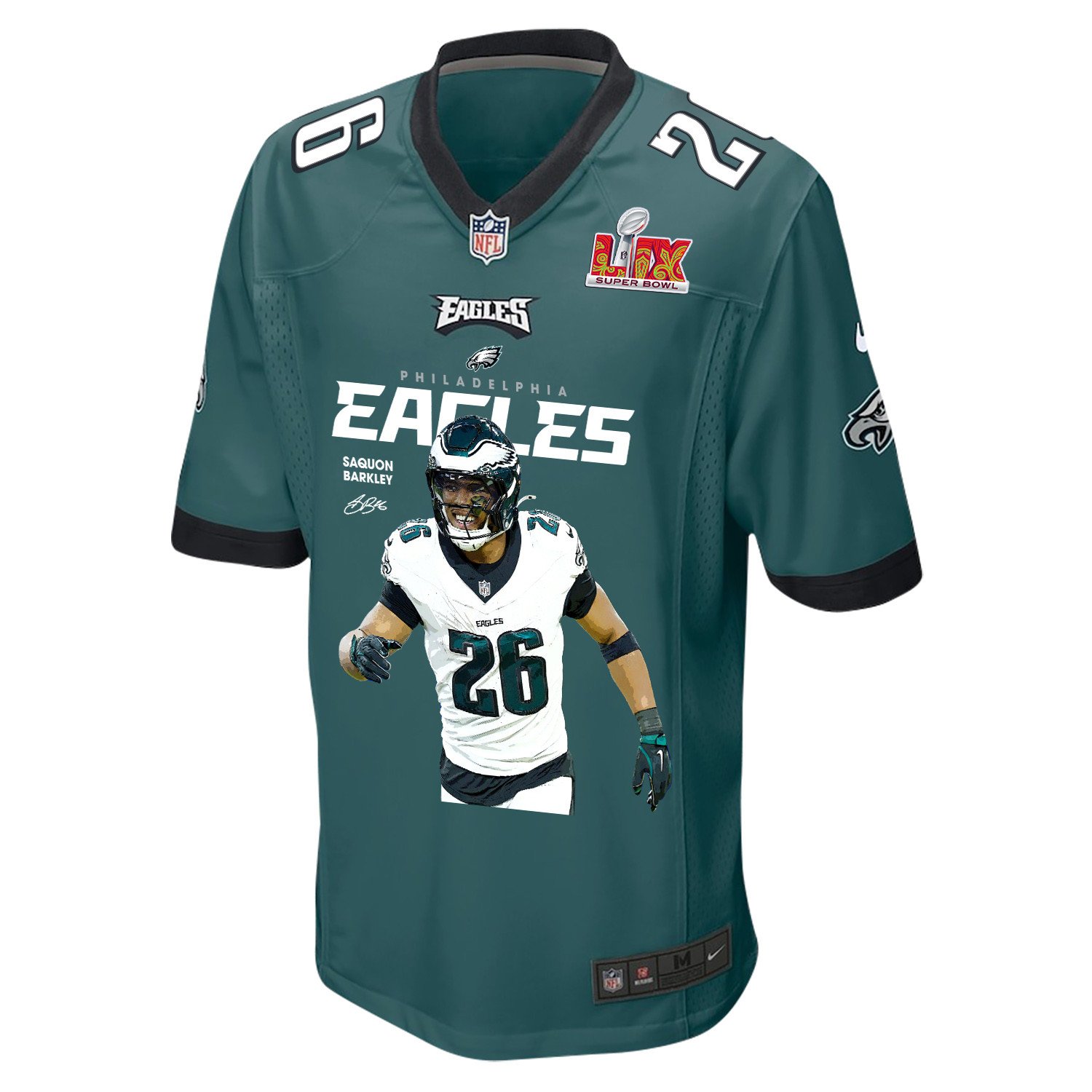 Saquon Barkley 26 Philadelphia Eagles Say-Say' Game Midnight Green NFL Jersey Men's