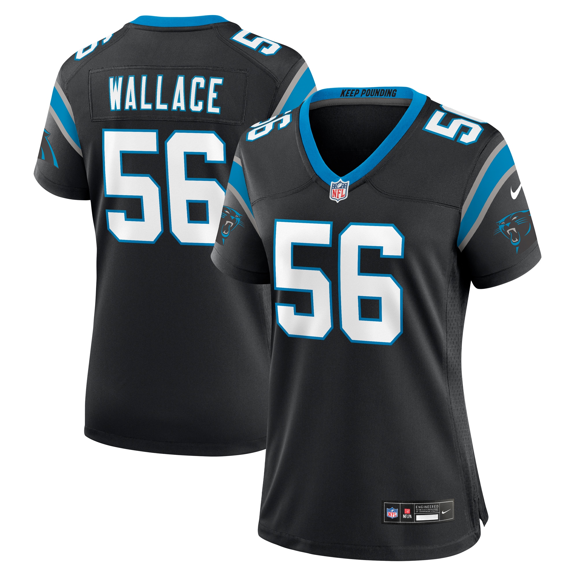 Carolina Panthers Trevin Wallace Black Game NFL Jersey Women's