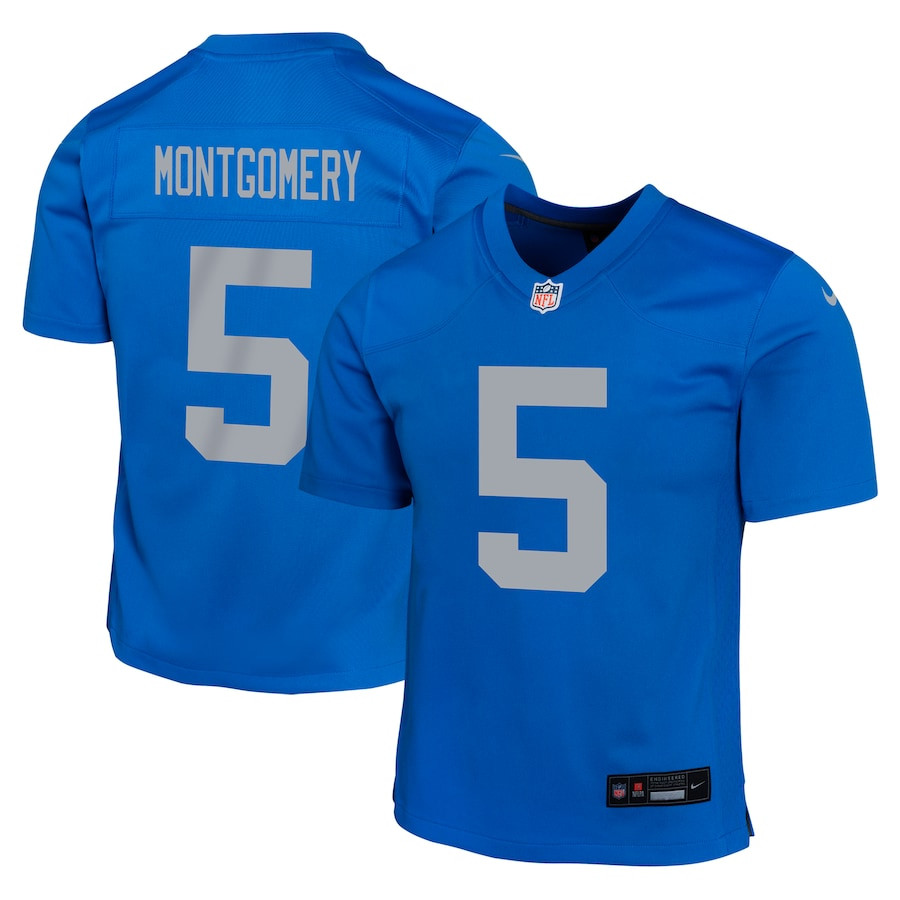 David Montgomery 5 Detroit Lions Alternate Game Blue NFL Jersey Youth