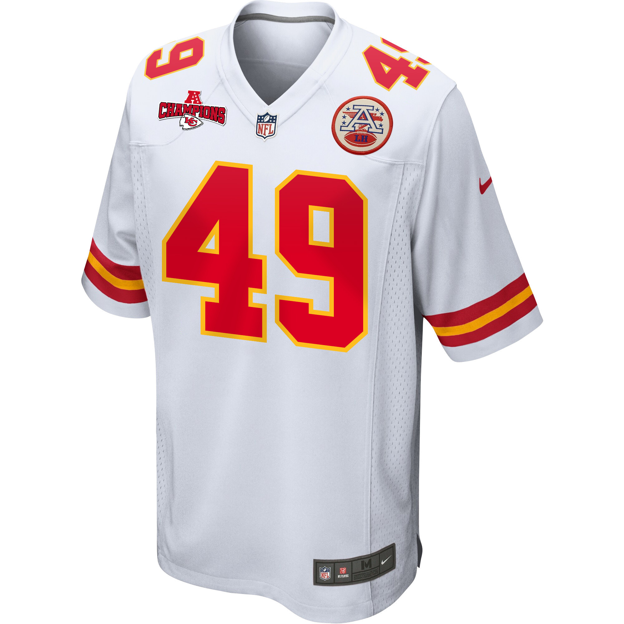 Matt Bushman 49 Kansas City Chiefs AFC Champions Patch Game White NFL Jersey Men's