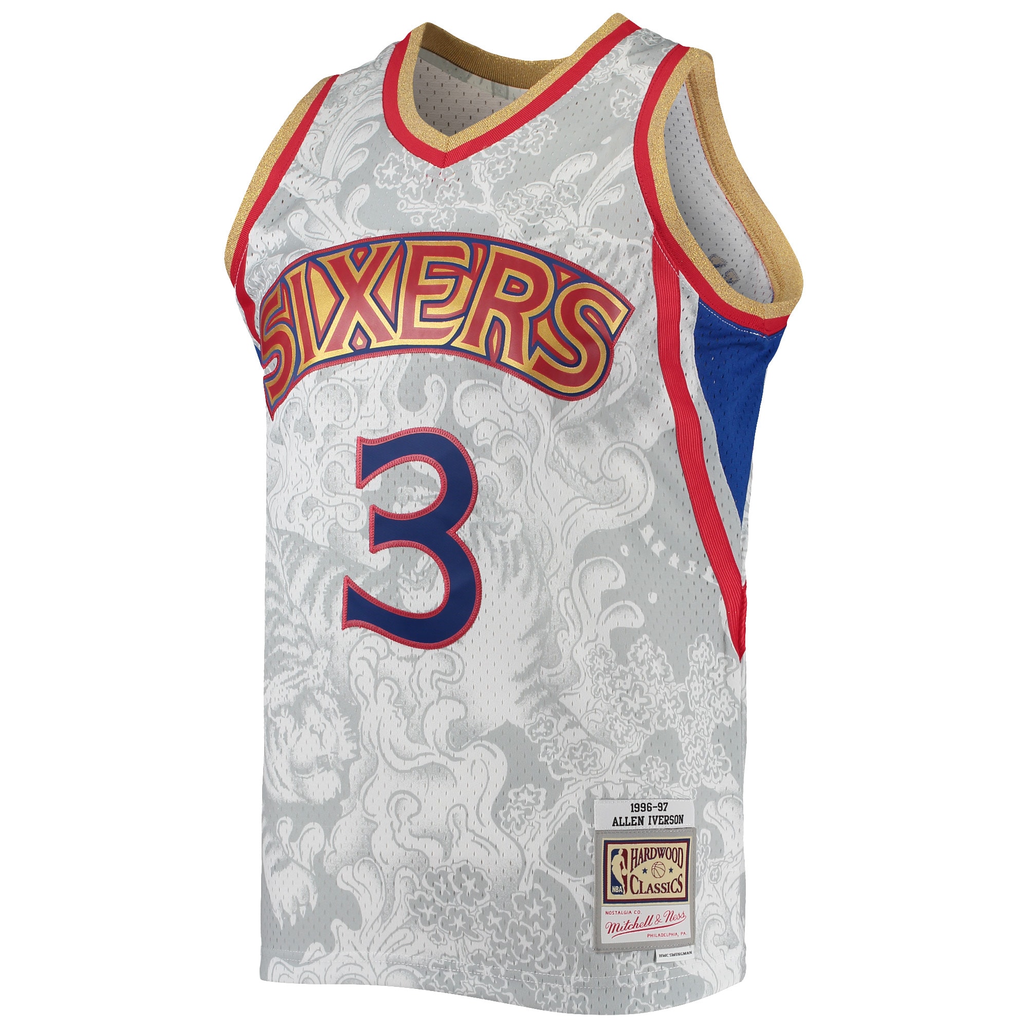 Mitchell Ness Allen Iverso White Philadelphia 76ers Hardwood Classics 1996/97 Lunar New Year Swingman NBA Jersey Men's