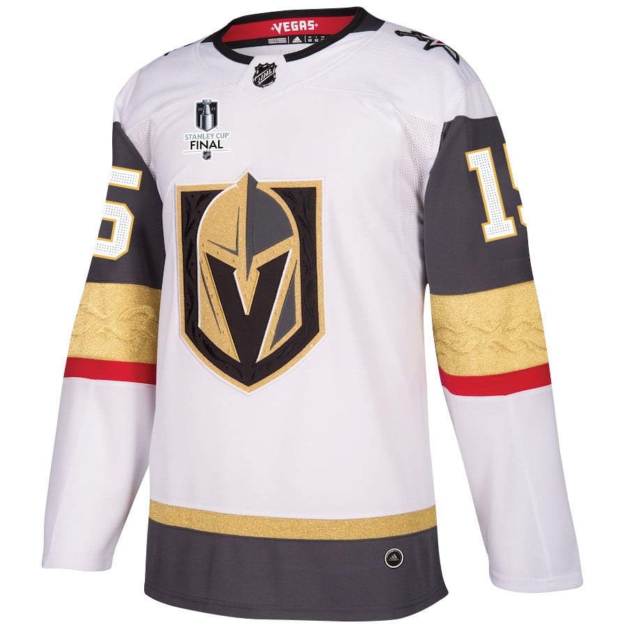 Jake Leschyshyn 15 Vegas Golden Knights Stanley Cup 2023 Final Patch Away Breakaway White NHL Jersey Men's
