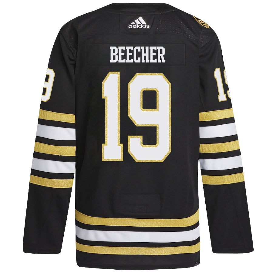 John Beecher 19 Boston Bruins 2024 Playoffs Patch Home Black NHL Jersey Men's