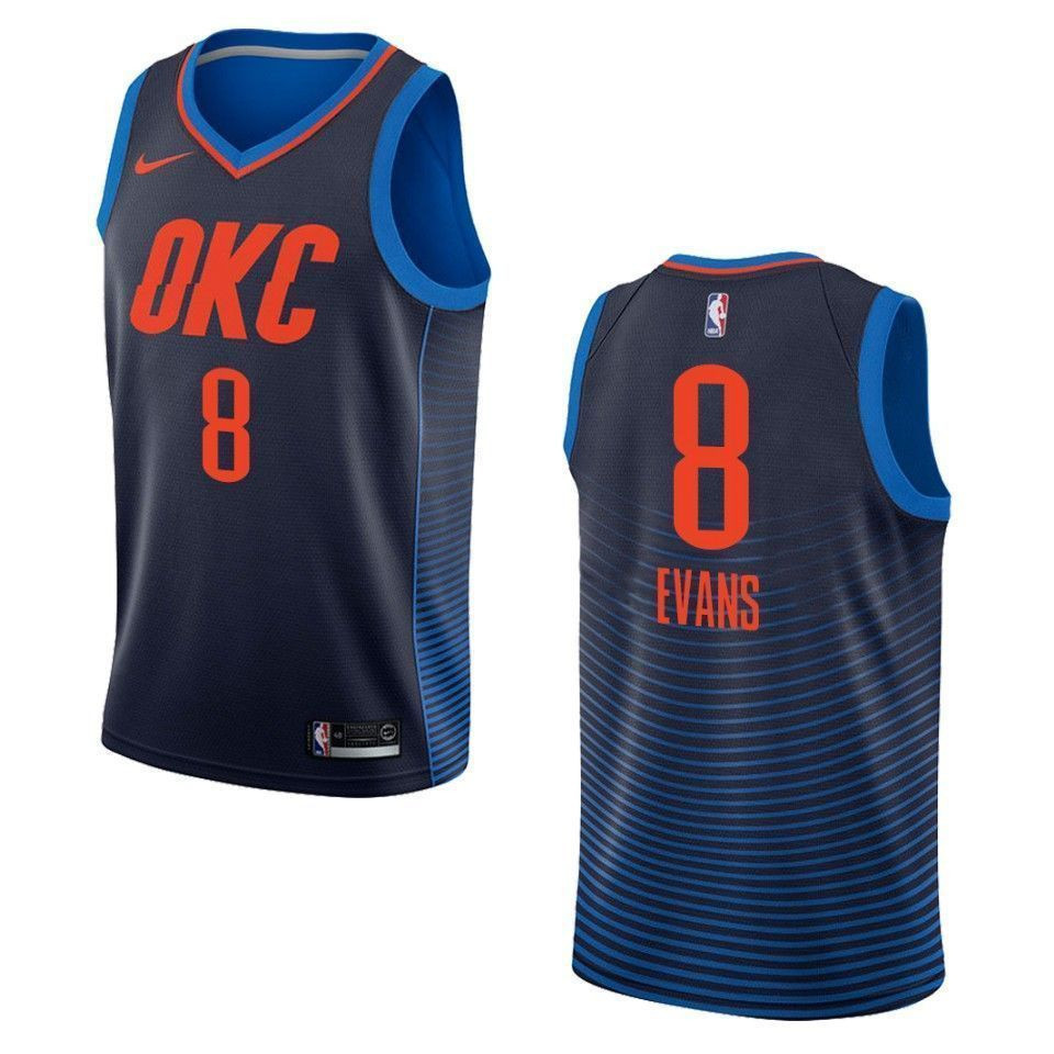 Oklahoma City Thunder 8 Jawun Evans Statement Swingman Navy NBA Jersey Men's