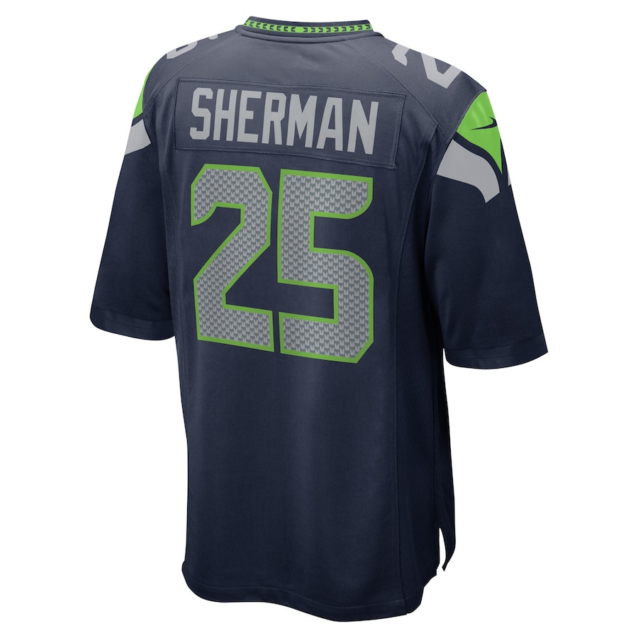 Richard Sherman 25 Seattle Seahawks Retired Game College Navy NFL Jersey Men's