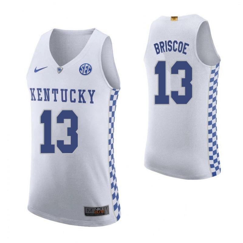 13 Isaiah Briscoe Roa White Elite Kentucky Wildcats NCAA Jersey Men's