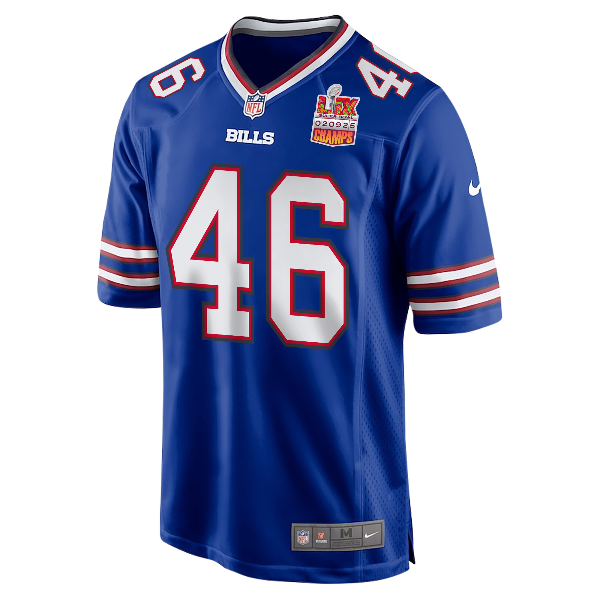 Ja'Marcus Ingram 46 Buffalo Bills Super Bowl LIX Champions Patch Game Royal NFL Jersey Men's