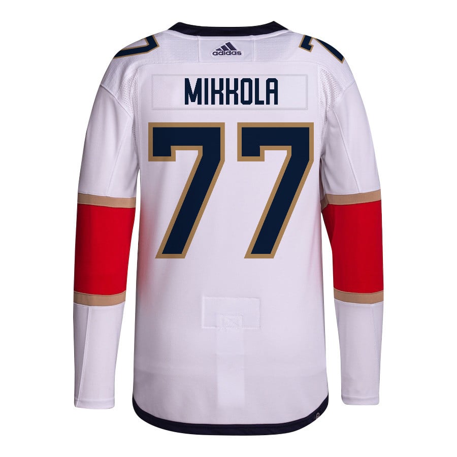 Niko Mikkola 77 Florida Panthers 2024 Playoffs Patch Away Custom White NHL Jersey Men's